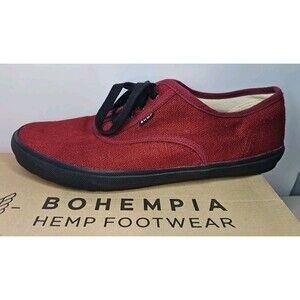 BOHEMPIA 100% HEMP Footwear KRASEN 2.0 Burgundy Mens 13 Rubber Sole Made In EU